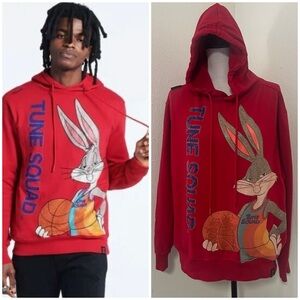 De Kryptic Space Jam Bugs Bunny Men’s XL Rhinestone Tune Squad Hoodie Cotton Red